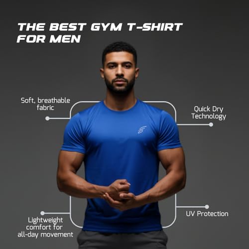 Image of Round Neck Moisture Absorbing Performance Half Sleeve Slim Fit T-Shirt for Men | Quick Dry Technology | Light Weight & Breathable Fabric | Ideal for Indoor & Outdoor Physical Activity