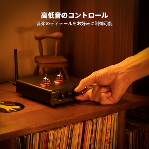 Fosi Audio P3 真空管 プリアンプ ヘッドホンアンプ 小型 ホームオーディオ ミニ真空管プリアンプ Bluetooth aptX LL HD 高低音制御対応 HiFi ステレオ アクティブスピーカー適用 RCA/AUX ポート搭載 電源付き