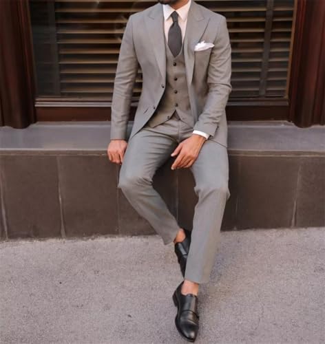 Men's 3 Piece Slim Fit Suits Two Buttons Tuxedo Formal Business Suit for Wedding Prom Dinner Party4