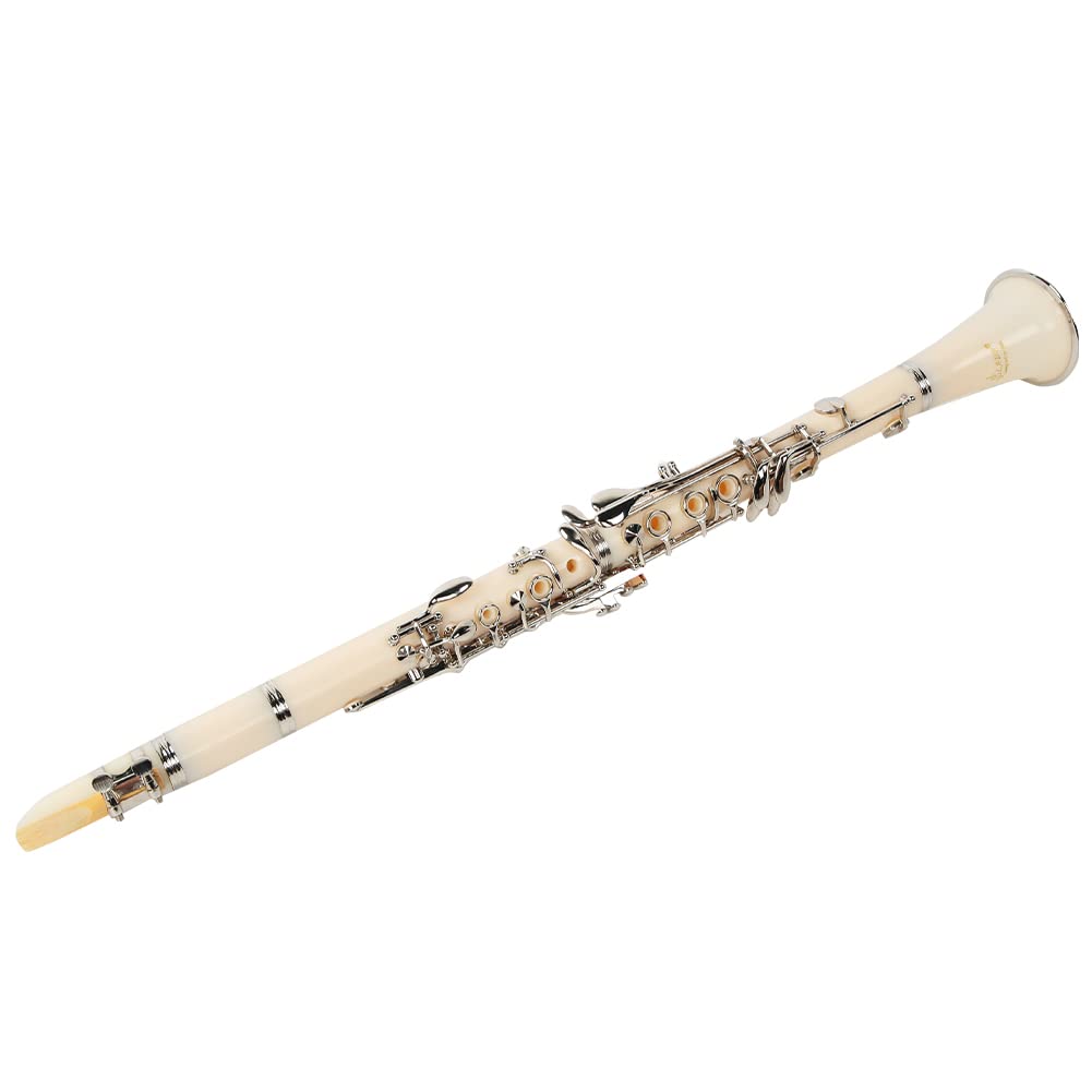 Tbest Clarinette Professionnelle 17 Touches Blanc, Tube en Bakélite, Jeu de Boutons de Placage pour Étudiants et Débutants (e0c80c06-69a9-4e65-884e-9d0e20265048)