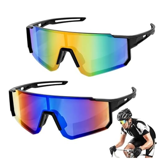 WuGU Lunette de Cyclisme Polarisées, Lot de 2 Lunettes de Lunette Velo Homme Femmes, Lunette de Cyclisme Protection UV400, Lunette de Soleil Sport Pour Vélo Pêche Course Conduite L'alpinisme-2 pièces