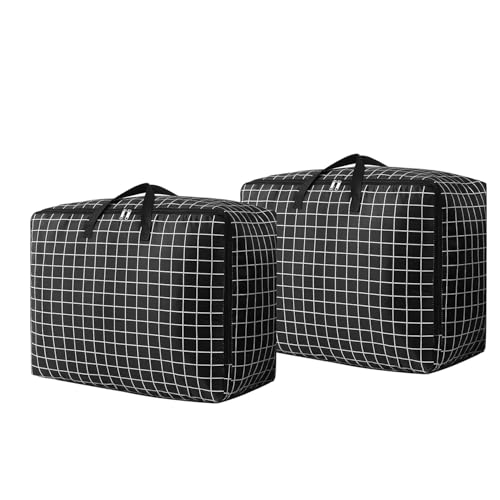 Azonee 105L Large Storage Bag Extra Large Zipper Storage Box Clothes Toys Blanket Storage Bag Bedding Duvet Quilt Waterproof Moving Tote Bag (2 Pcs)