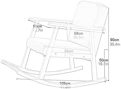 CHICAI schommelstoel - gestoffeerde schommelstoel, moderne hoge rugleuning fauteuil, comfortabele tuimelstof gewatteerde zitting houten basis (kleur: bruin) - Afbeelding 5