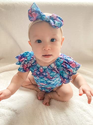 Image of Toddler Girl Baby Ruffles Mermaid Fish Scale Swimsuit One Piece Swimwear Bathing Sunsuit