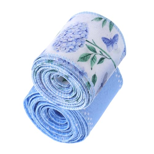 EXHUMKY 2 Stück Hortensien Dekoband Blau