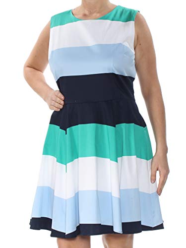 Maison Jules Womens Colorblocked Fit & Flare A-line Dress, Blue, 12