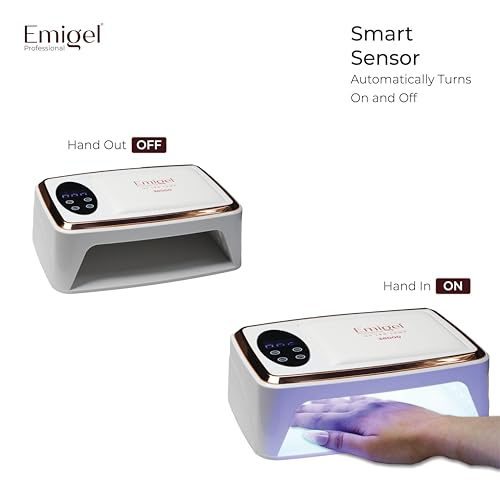 Image of Emigel Nail UV Lamp 380W | Fast Dryer for Nail Gel Polish | UV Nail Curing Lamp | Professional UV Nail Lamp 2 in 1 UV LED Lamp Dryer | Large Space for Both hands | For Salon & Home Use.