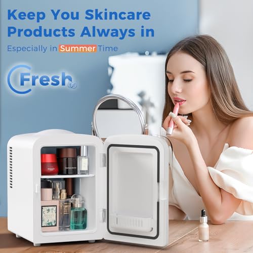 Image of Antarctic Star 4L /6 Can Portable Compact Refrigerator for Bedroom,Car,Office & Dorm,Small Cooler for Food /Drinks /Skin Care,AC /DC,WHITE