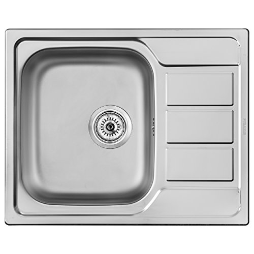 Pyramis 100187601 fregadero de cocina de acero inoxidable (suave) con un solo cuenco de Athena (62 x 50) 1B 1d – suave, gris