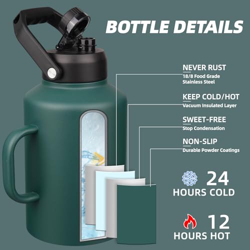 Image of BJPKPK 128oz Stainless Steel Water Bottle, 1 Gallon Insulated Water Jug