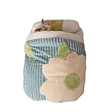 Toysructin Cat Sleeping Bag with Removable Pillow, Plush Warm Cat Bed Cave Nest Flower Pattern Pet Self-Warming Snuggle Sack, Soft Cozy Kitten Hideaway House for Puppy Cats Kitty Small Dogs Animals