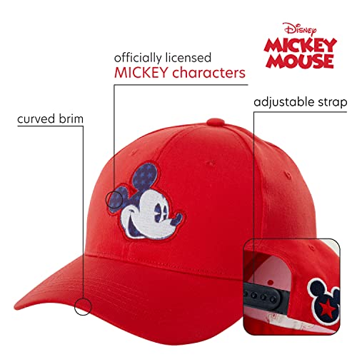 Image of Disney Men's Baseball Cap Mickey Mouse Curved Brim Snap-Back Hat