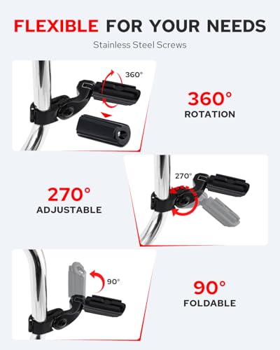 Image of Benlari Highway Pegs 1in 1-1 /4 in Highway Footpegs 304 Stainless Steel Long Angled Adjustable Fit For Harley Touring Street Glide Road King Electra Glide Softail Dyna Black Style2
