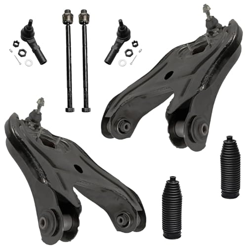Image of Detroit Axle - RWD 8pc Front End Control Arms Kit for 2002-2005 Dodge Ram 1500, 2 Lower Control Arms with Ball Joints Assembly 4 Inner Outer Tie Rods 2 Boots 2003 2004 Replacement