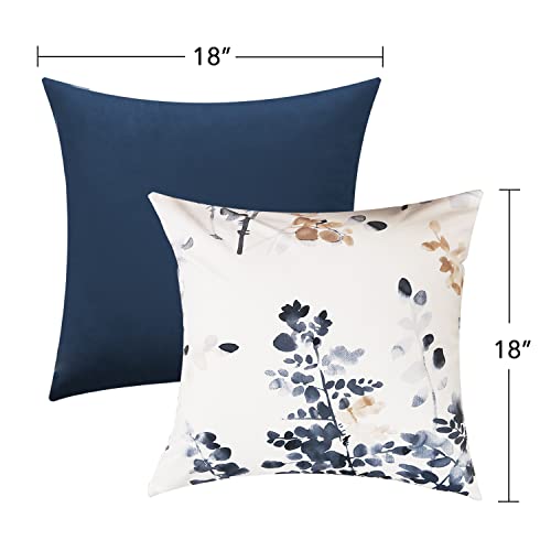 H.versailtex Pillow Covers Set Of 2 Velvet Soft Decorative Throw Pillow Covers Mix And Match Vintage Classical Floral Cushion Cases Wit Zipper For Bedroom/Sofa (18X18 Inch, Bluestone/Bluestone&Taupe) #TOP1