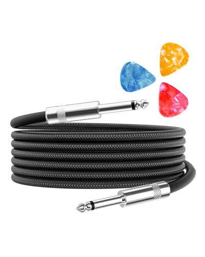 Aqdocvf Guitar Cable, Guitar Cord 10ft, with Random‑Color Picks