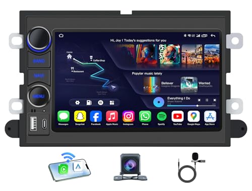 [4Core + 64G ROM] Car Radio Stereo for Ford F150 2004-2008: 7 Touch Screen Head Unit with Wireless Carplay Android Auto Bluetooth 5G-WiFi GPS RDS EQ HiFi FM Mirror Link SWC Backup Camera