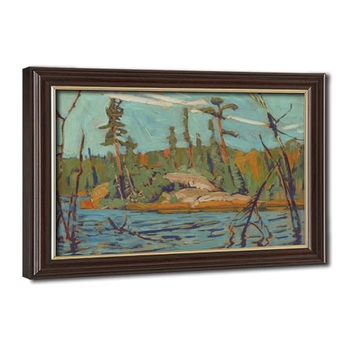 Toile Moose Lake J.E.H. Macdonald 20x30 | Décoration murale sans percer avec cadre à suspendre