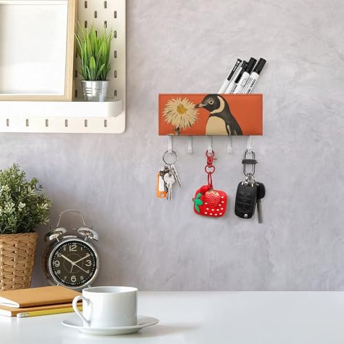 Cuelgallaves de pared de pingüino con 5 ganchos para pasillo 8