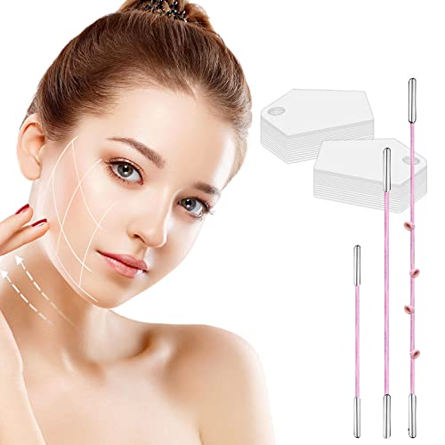 Face Lift Tape, 40PCs Face Tape Lifting Invisible, High Elasticity & Waterproof Instant Face Lift Tape, Makeup Tools to Hide Facial Wrinkles and Double Chin, Lift Sagging Skin for a V-Line Face