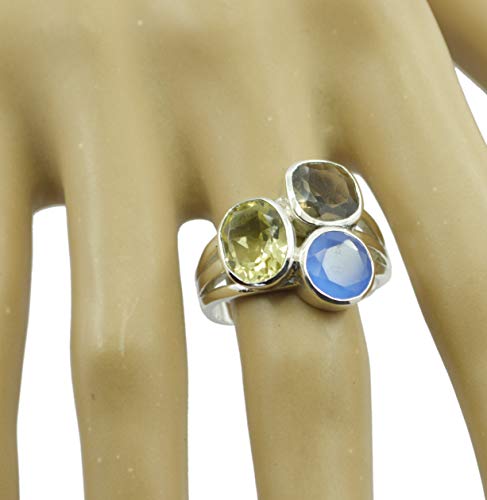 Bague argent sterling 925 de prestige Bonnie véritable multi gemmes