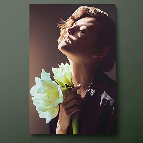 Affiche fleurs visage de femme pour déco chambre élégante peinture sur toile