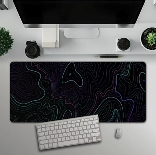 Image of Saco XXL Gaming Mouse Pad for PC - Large Desk Mat 900x400x3mm, Extended Non-Slip Rubber Base, Waterproof Surface, Topography Design, Big Keyboard Mouse Pad for Office & Home Setups