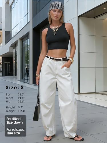 Image of EXLURA Womens Barrel Jeans Wide Leg Y2K Boyfriend Denim Pants Hip Hop Vintage Baggy Jeans Cotton Mid-Low Elastic Waist Pants