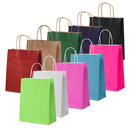 YLX Bolsas de Papel Marrones, Bolsa de Papel Kraft Regalo para Regalos Navidad Fiesta (20pcs)