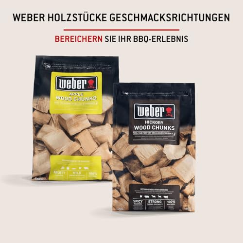 Weber Apfelholz Chunks (1,5kg Packung) - zum Räuchern von Käse, Gemüse, Fisch, Geflügel und Schwein, dezent süßes Aroma, EU-Produkt, nachhaltig gewonnen (17616)