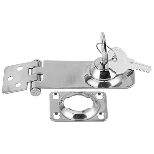 Image of Locking Hasp, 304 Stainless Steel Keyed Hasp Locks Locking Hasp Silver for Boat Yacht Fishing Marine Accessory