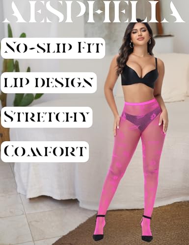 Image of Lips Print Fishnet Tights