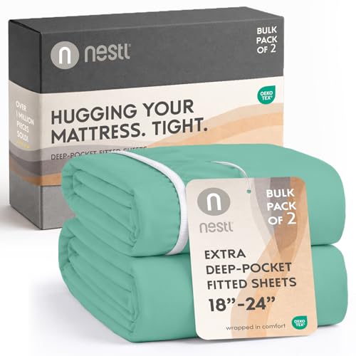 Draps ajustés Twin XL Nestl poches très profondes, 2 pcs