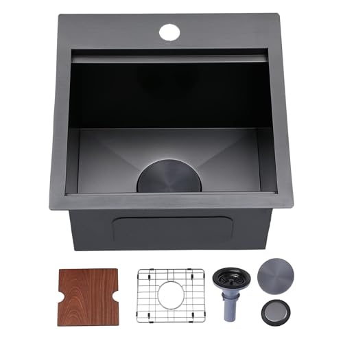 Ikebana Black Drop-In Bar Sink with Accessories