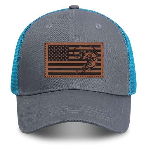 Image of Fishing Gifts for Men American Flag Trucker Hat Mens Fathers Day Christmas Birthday Gifts Fishing Hat for Dad