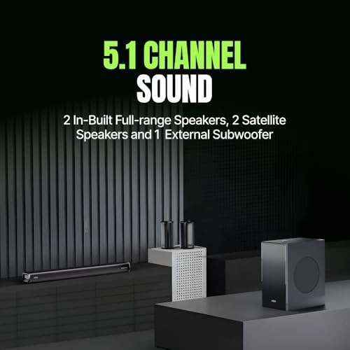Image of Mivi Superbars Nova 780 Watts Dolby Audio Home Theatre Speaker [New Launch], 5.1 Channel with Big Woofer, 3 Built-in + 2 Satellite Speakers, Multiple EQ, Home Theatre 5.1, Made in India Sound Bar
