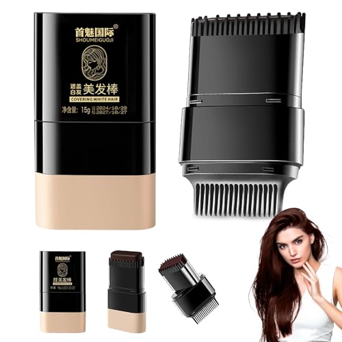 Lápiz de tinte instantáneo 2 en 1, peine para teñir el cabello, cubre canas para mujeres, cepillo para teñir las raíces temporalmente, cubre canas para hombres y mujeres (castaño oscuro)