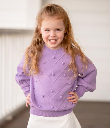 Image of Arshiner Kid Girls Crew Neck Lantern Sleeve Sweater Cute Jumper Top Pullover Outwear 5-13 Years