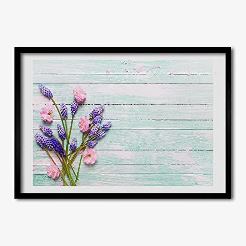 Cadre photo 70x50 cm en bois MDF avec affiche lavande sur le bois Tulup