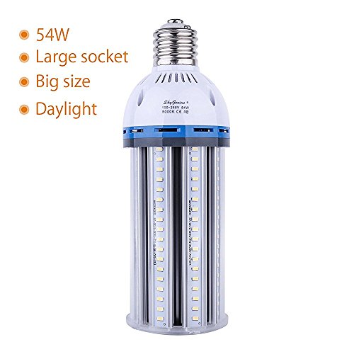 SkyGenius 54W LED Corn Light Bulb (E39 Large Mogul Base) 5500Lm 5000K Daylight, for Metal Halide HID HPS Replacement Garage Parking Lot High Bay Warehouse Street Lamp Lighting…