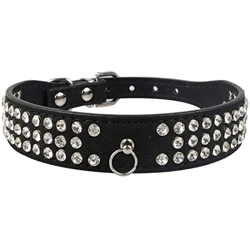Yiwong Hundehalsband mit Bling-Kristallen, Hundekette aus Wildleder mit O-Ring für Hunde, weiches Wildleder mit glänzendem Strass-Halsband für Hunde Cover