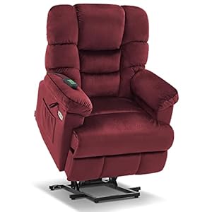 MCombo Lay Flat Dual Motor Power Lift Recliner Chair Sofa with Adjustable Headrest for Elderly People, Infinite Position, Fabric 7630 (Burgundy, Medium)