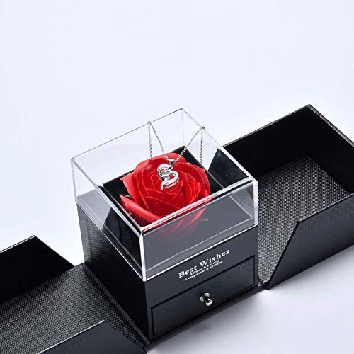 Preserved Real Rose Eternal Handmade Preserved Rose with I Love You Necklace 100 Languages Artificial Enchanted Real Rose Flower Love Memory Necklace Gifts for Birthday Anniversary Valentine\'s Day - Thumbnail 4