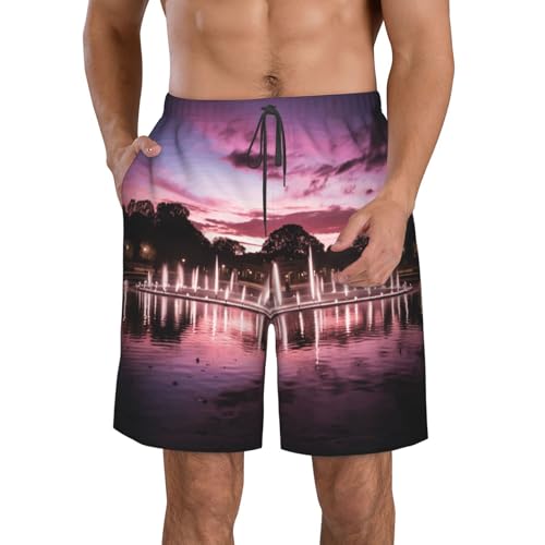 Musical with Spray Print Mens Casual Shorts Drawstring Summer Beach Stretch Shorts Novelty Swimtrunks