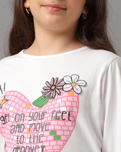 Image of Under Fourteen Only Girls Cotton Tops Collection - Round Neck, Crop Top, Full & Half Sleeve, Drop Shoulder, Ruffle Sleeve, Graphic Printed, Embroidered & Slub Knit Styles