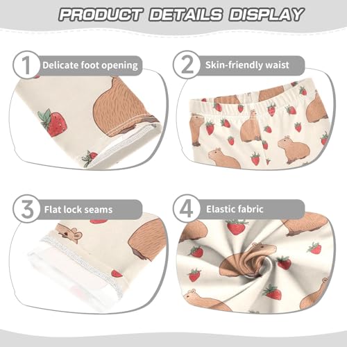 Strawberry Capybara Animal Girls Leggings Soft Stretch Workout Yoga Dance Pants for Kids Casual Tights3