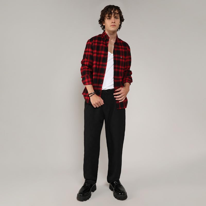 Image of CAHOOT Men's Brushed Buffalo Check Shirtfor Casual Wear | Spread Collar | Long Sleeve | Button Closure | Shirt Crafted with Comfort Fit for Everyday Wear