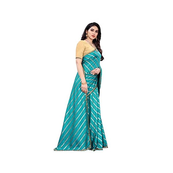 FABMORA Women's Foil Printed Dola Silk Saree With Blouse Piece - Image 4