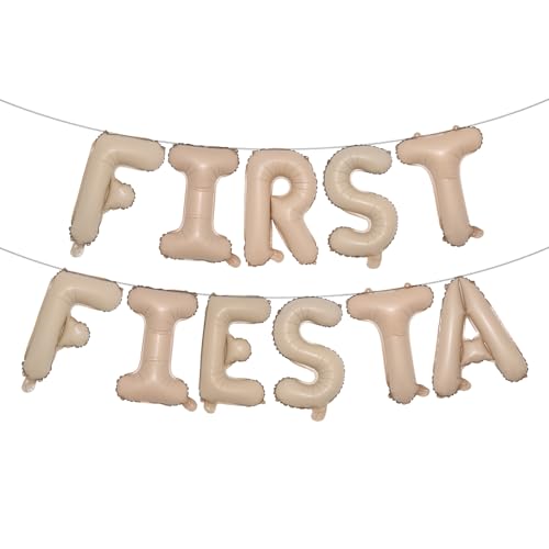 Image of First Fiesta Birthday Decorations Mexican 1st Birthday Party Supplies Multicolor First Fiesta Balloons Mexican Uno Cactus Banner for Cinco De Mayo Taco Bout Uno Party Decor (FIRST FIESTA Caramel)