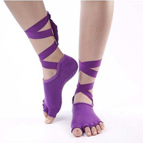 Yoga Ballet Non Slip Socks With Grippers For Dancing Sport Socks, Dark Purple #TOP1
